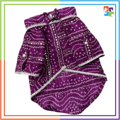 Purple Bandhej kurta