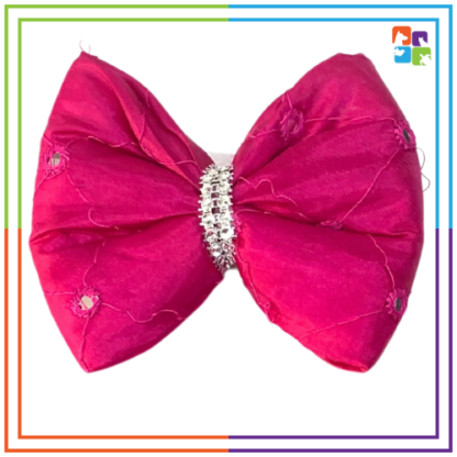Pink Golden Patterned Bandana & Mirrored Bow COMBO - Image 3