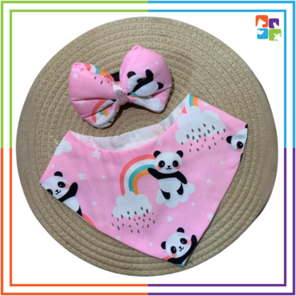 Pink Panda Bandana & Bow COMBO