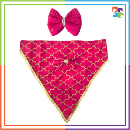Pink Symmetrical Bandana & Mirrored Bow COMBO