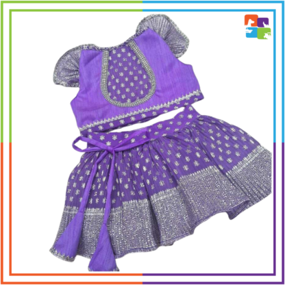 Lavender Pleated Lehenga - Choli